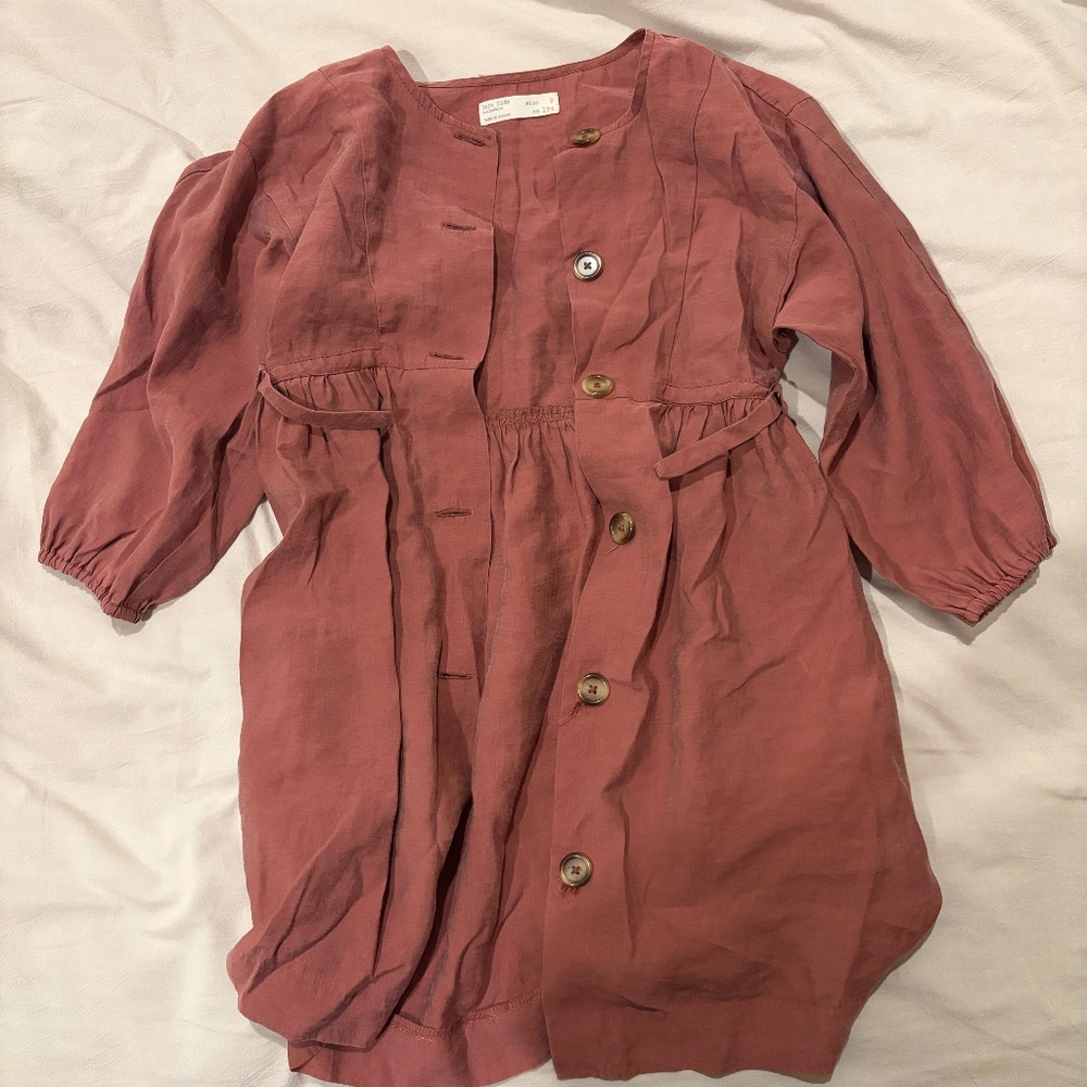 Zara Kids Girls 9 Buttoned Shirt Dress Minimalist Boho‎